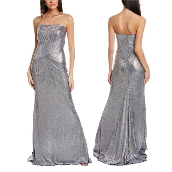 Rene Ruiz Strapless Gown Silver Metallic NWT Retails  $1395 - Picture 3 of 8
